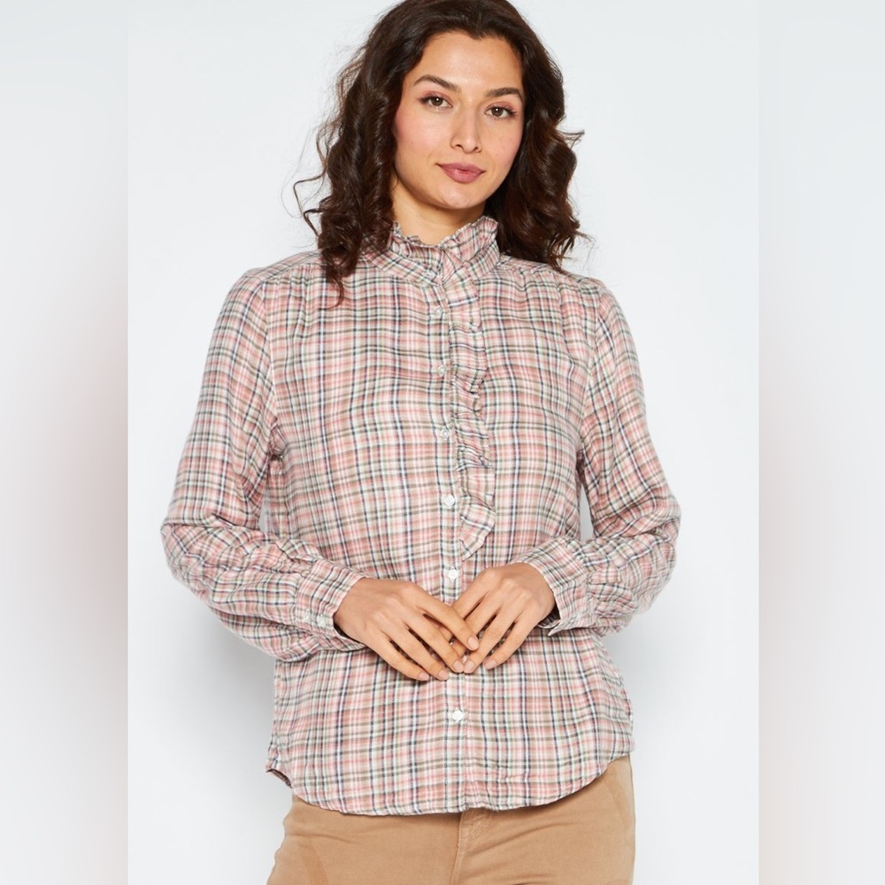 Market & Spruce plaid Ruffle flannel